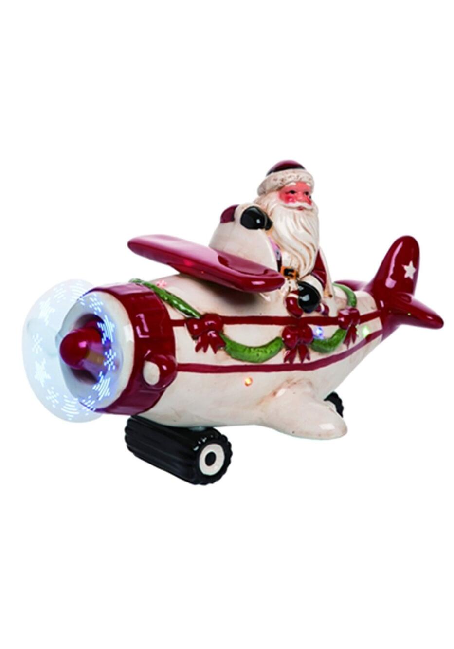 7649 The Light Up Musical Santa Plane Christmas Decor Standard